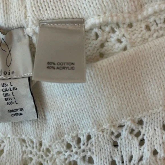 NWT Joie 2 Pc Set Crochet Wide Leg Pants And Tank Top SZ XS SZ L White - Picture 6 of 8